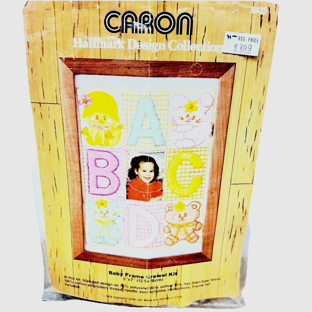 Caron Hallmark Baby Embroidery Kit Vintage 1978 Made In USA Personalized Sweet
